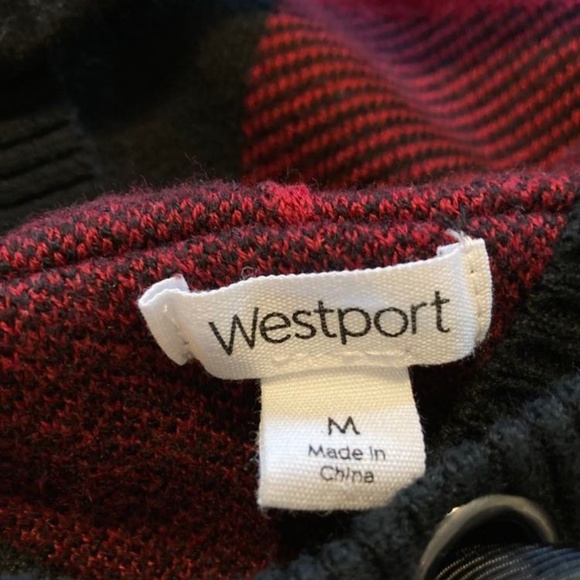 Westport Hooded Sweater Deep Red & Black Size Medium - Picture 3 of 5